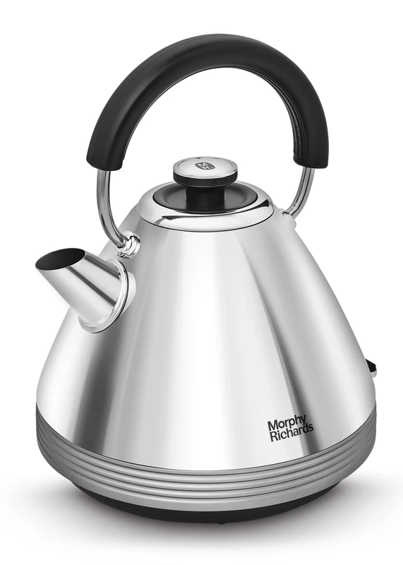 Morphy Richards Venture Pyramid Kettle, 1.5L, 3KW, Removable Filter, 360 Degree Base, Viewing Window, Polished Stainless Steel and Nickel, 100333