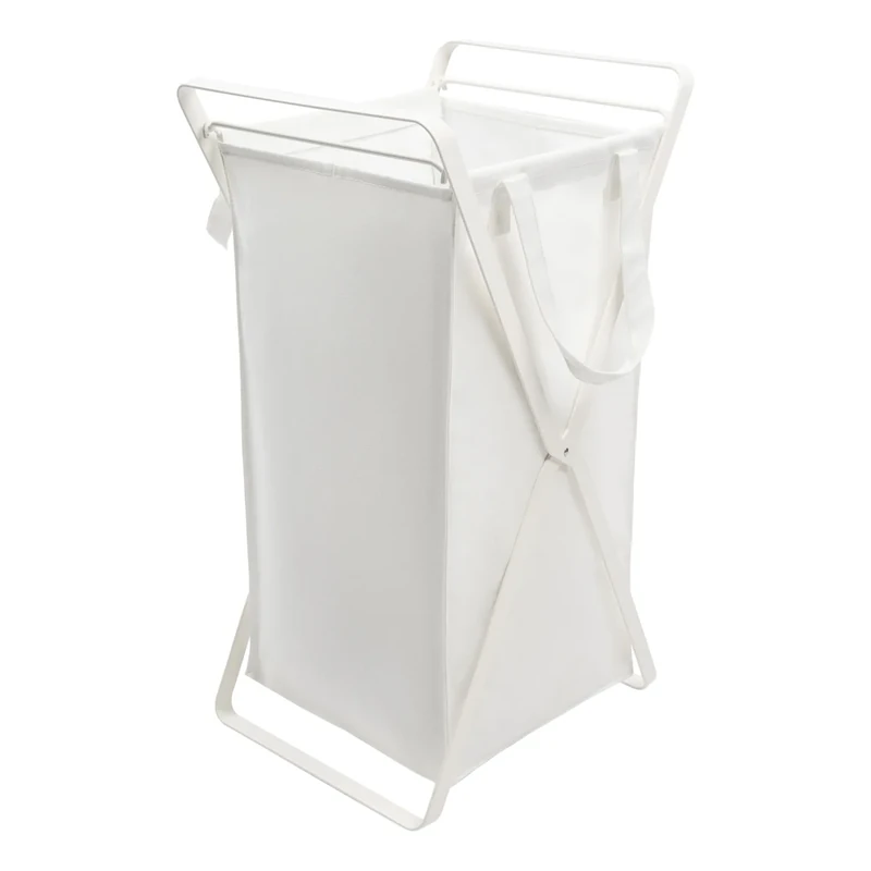 Yamazaki Home Laundry Hamper Clothes Basket Liner | Steel + Cotton, Medium, White