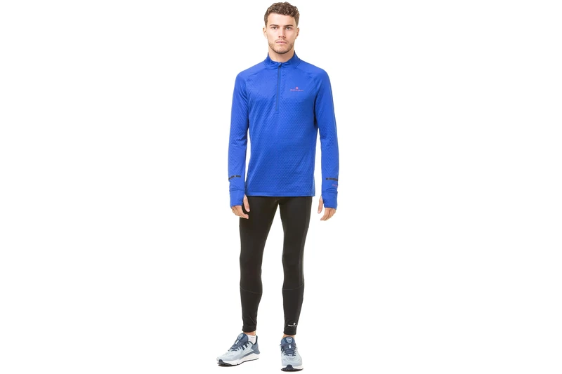 Ronhill Running, Men's Tech Prism 1/2 Zip Tee, Cobalt/Flame, Size XL
