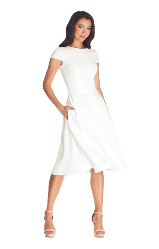 Dress the Population Women's Livia Midi High Dress, White, L