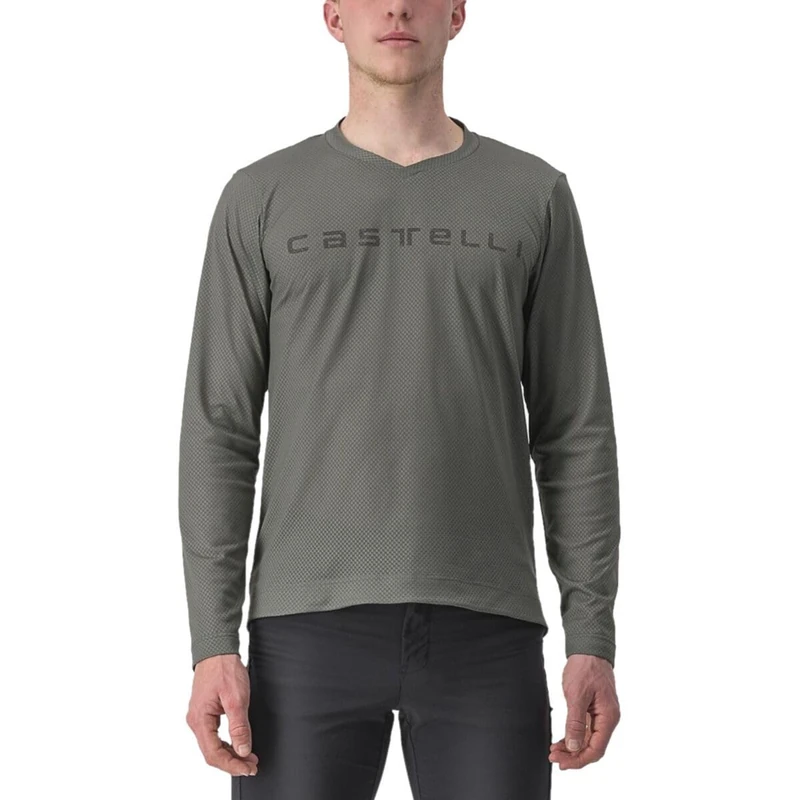 CASTELLI Trail Tech LS Tee 2 – Technical Long Sleeve Jersey for MTB and Gravel, Breathable and Comfortable Green