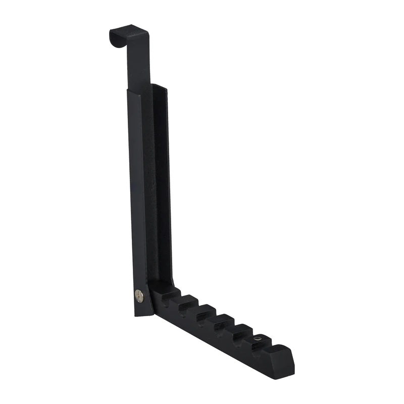 Relaxdays Folding Hook, for Hanging on Doors, Holds up to 6 Coat Hangers, Metal & Wood, for 2 cm Door Thickness, Black