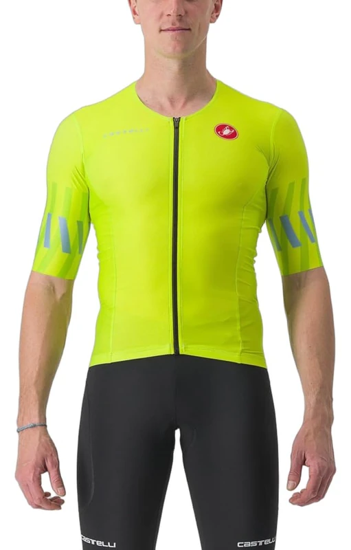 CASTELLI Free Speed 2 RCE Top Cycling Jersey Men/Women, High Performance, Aerodynamic and Breathable, Electric Lime/Niagara Blue, S - Image 1