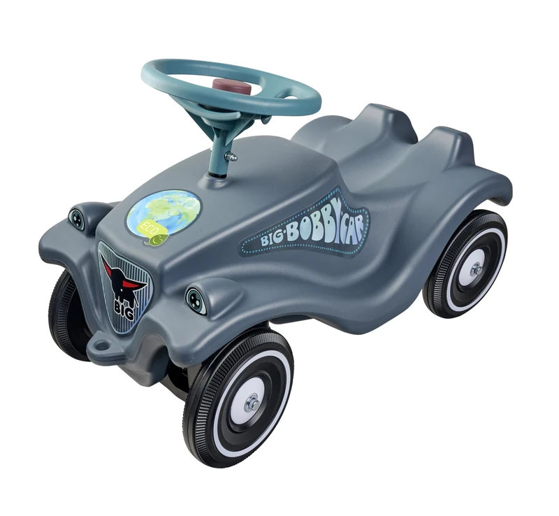 Big Bobby Car Classic Eco - Ride-On Car from 1 Year Made of Recycled Material with Steering Wheel and Horn, for Children from 1-5 Years (up to 50 kg), Anthracite with Colourful Stickers