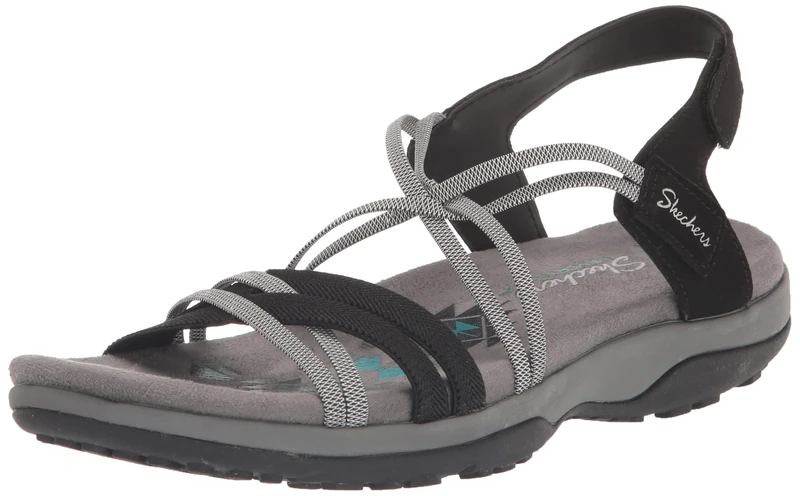 Skechers Women's Reggae Rhyme or Reason Sandal, Black/Charcoal, 3 UK Wide