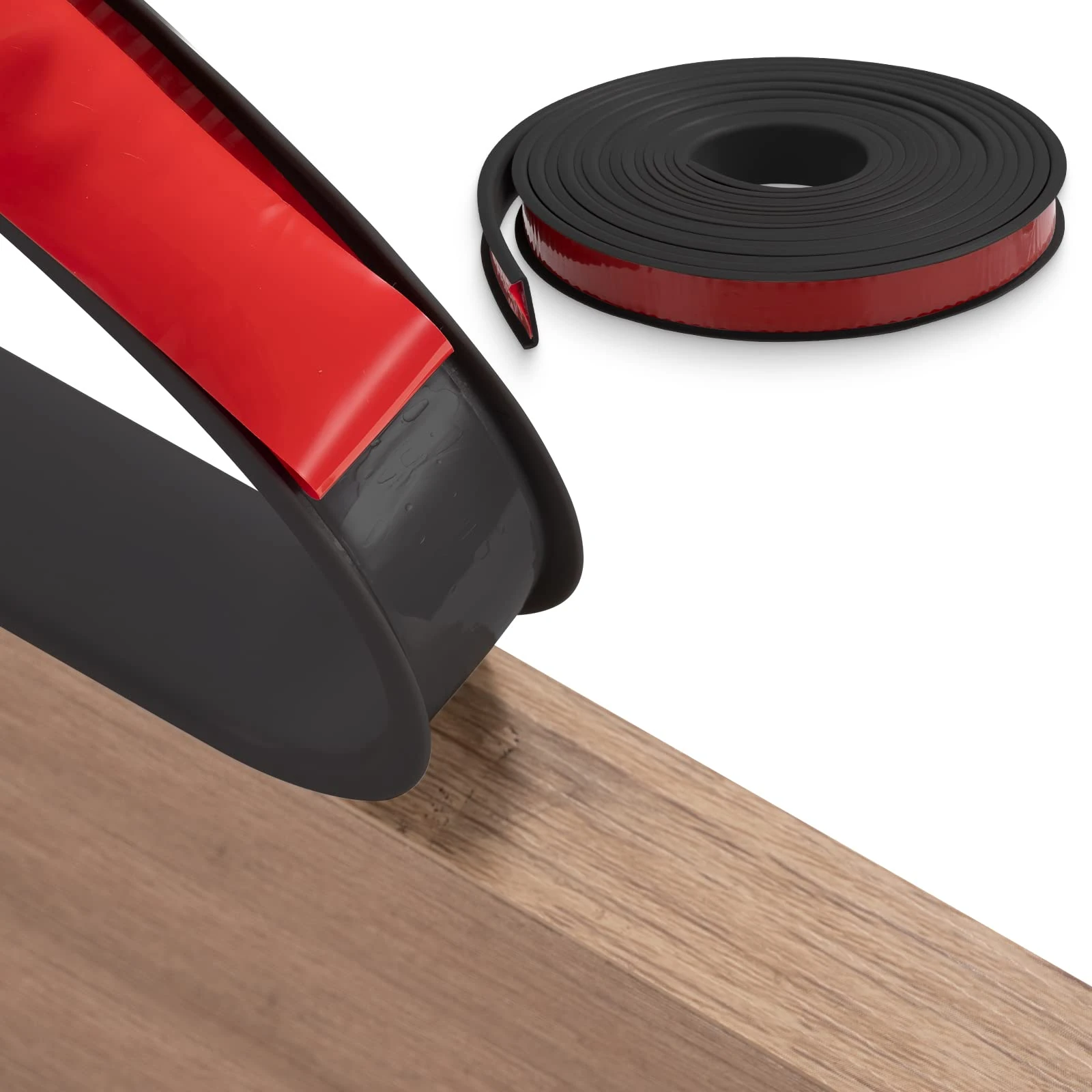 FAKILO 5m×9mm U-Shape Flexible Furniture Edge Banding, Black TPE Self Adhesive Veneer Edging Strip Edge Protector, DIY Furniture Edge Trim for Table Cabinets Chairs Shelves Restoration