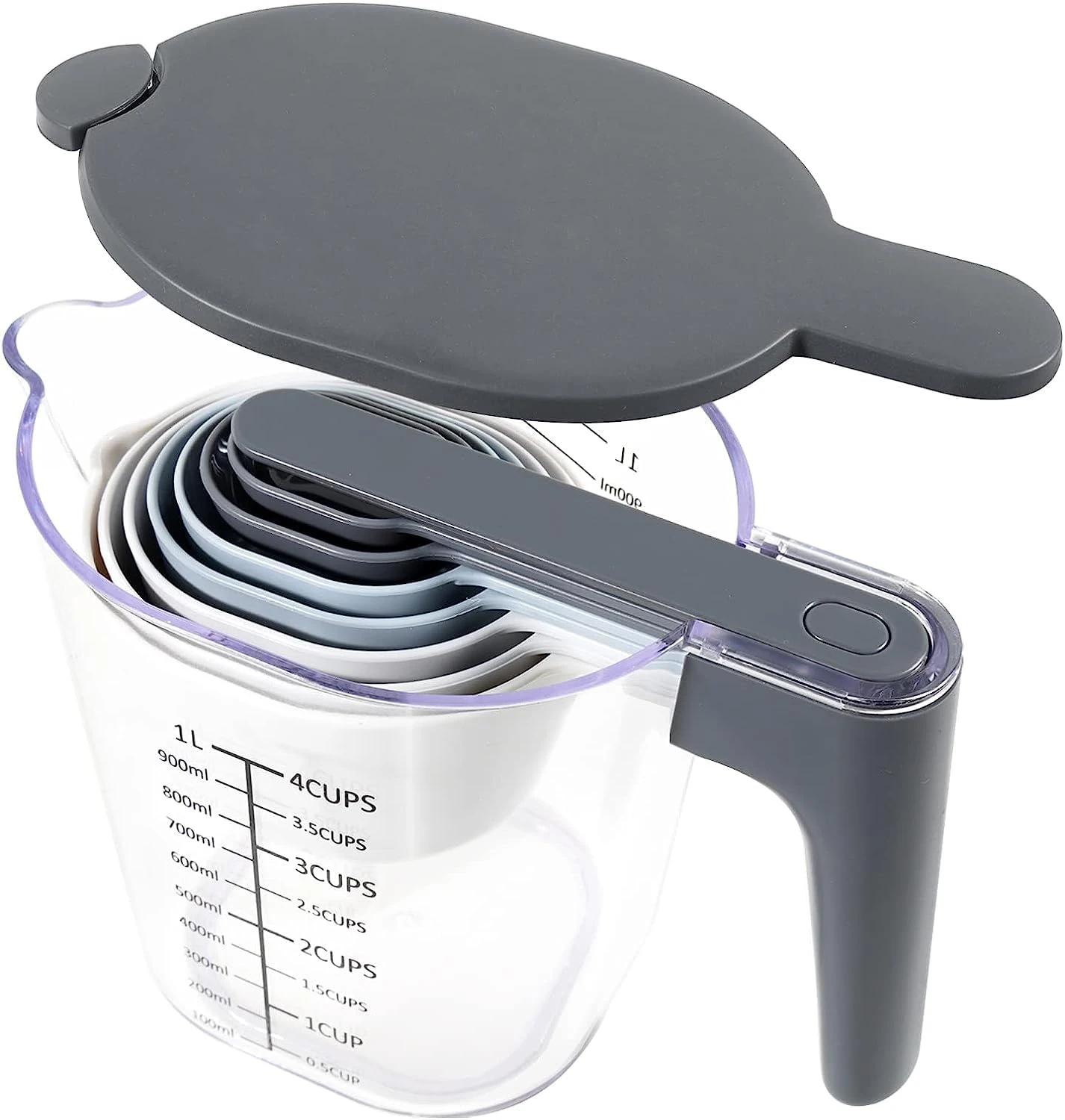 Recogwood 10 Pieces Measuring Jug Set, Stackable Measuring Cups and Spoons, Kitchen Cooking Baking Measuring Spoons Set for Liquid and Dry, BPA Free, Dishwasher Safe