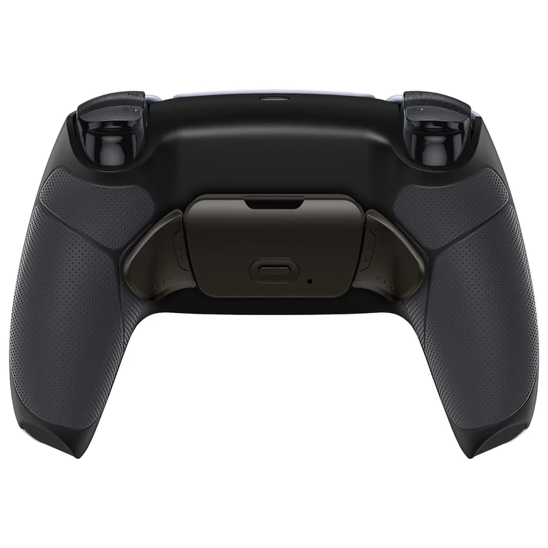 eXtremeRate Black Real Metal Buttons (RMB) Version RISE Remap Kit for ps5 Controller BDM-030 040 050 with Black Rubberized Grip Back Shell, Programable Back Buttons Attachment - Without Controller