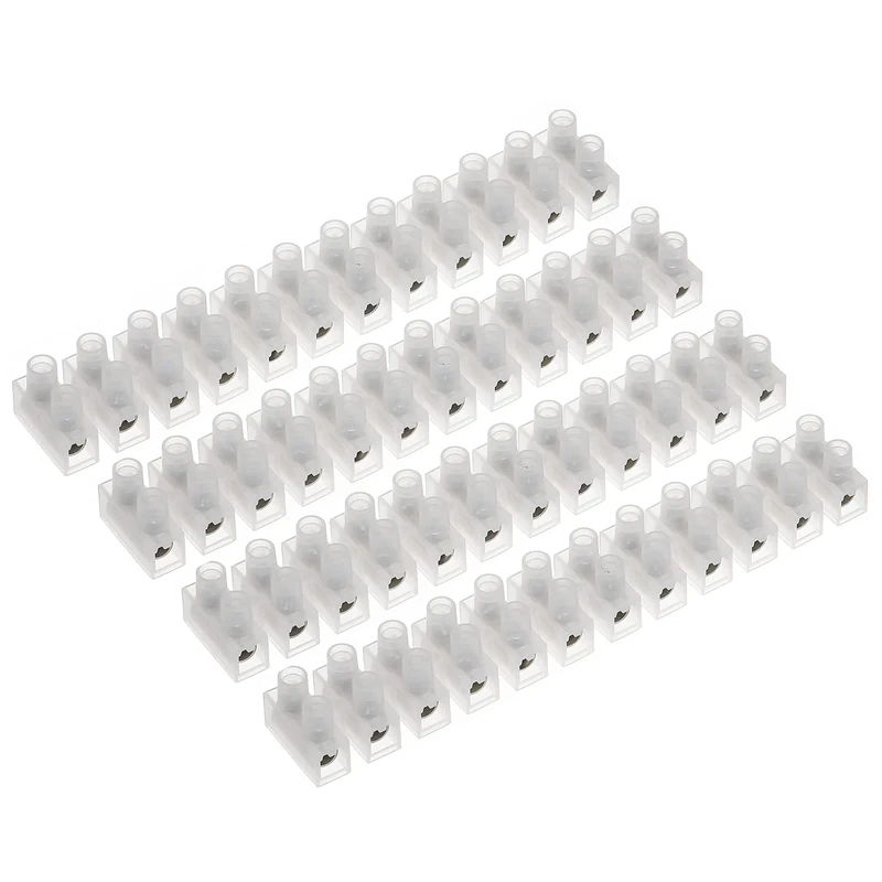 AUKENIEN 5A / 6A Electrical Connector Blocks 5/6 Amp 12 Way White Terminal Block Strip Electric Wire Connectors Choc Blocks Connecting for Wiring Cable (Pack of 4)