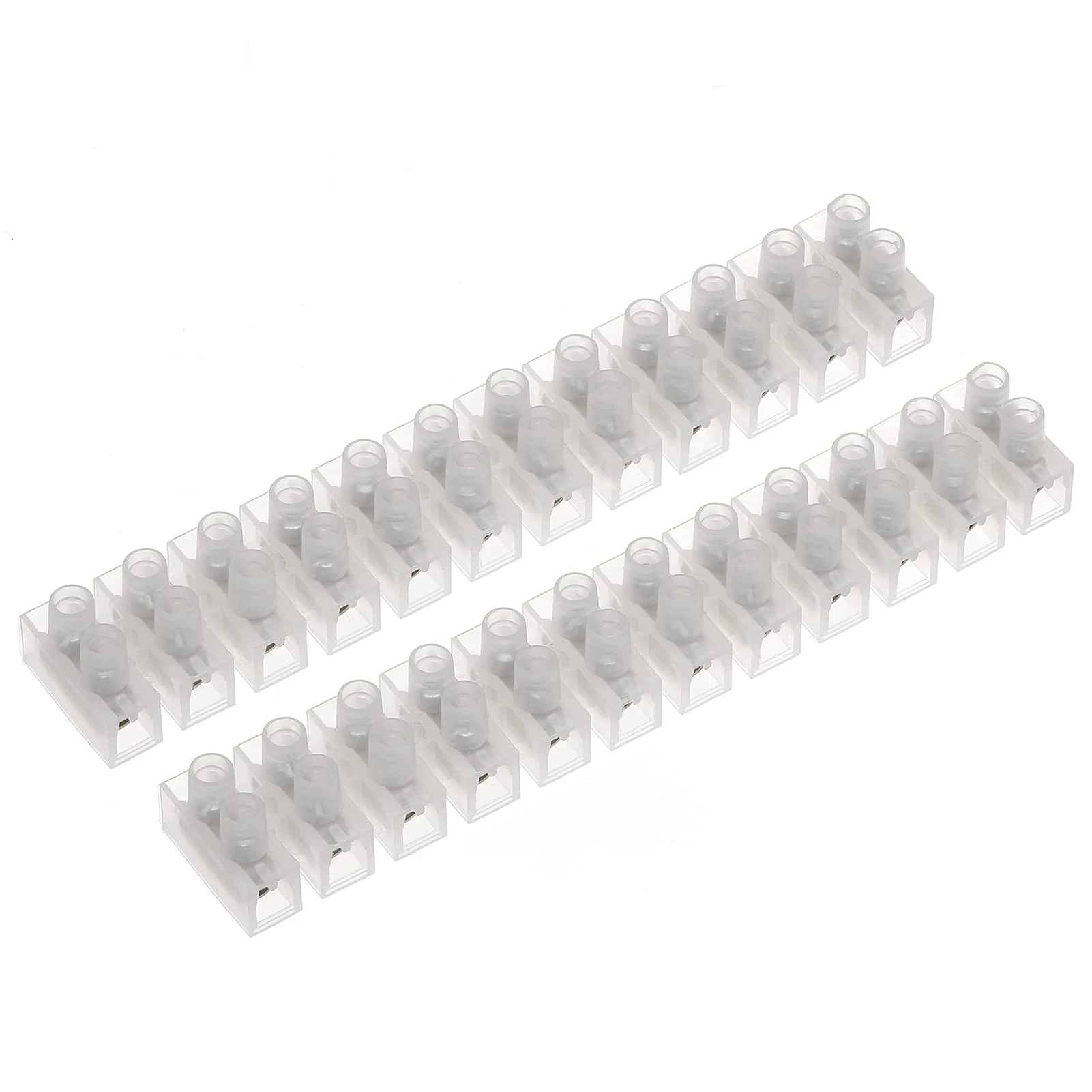 AUKENIEN 15A / 16A Electrical Connector Blocks 15/16 Amp 12 Way White Terminal Block Strip Electric Wire Connectors Choc Blocks Connecting for Wiring Cable (Pack of 2)