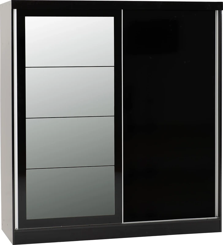 Seconique Nevada 2 Door Slider Wardrobe in Black Gloss