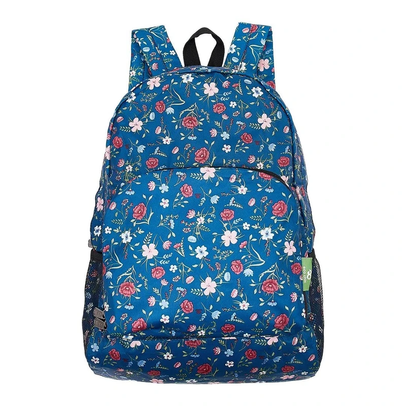 ECO CHIC Foldable Water Resistant Backpack - Floral Navy - Image 1