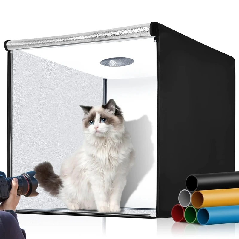 Fasonic 32"x32" Photo Studio Light Box Photography, Large Lightbox for Product with 3 Stepless Dimming Lights Panel, 210 LED Beads, Professional Photo Booth Shooting Tent Kit with 6 Color Backdrops - Image 1