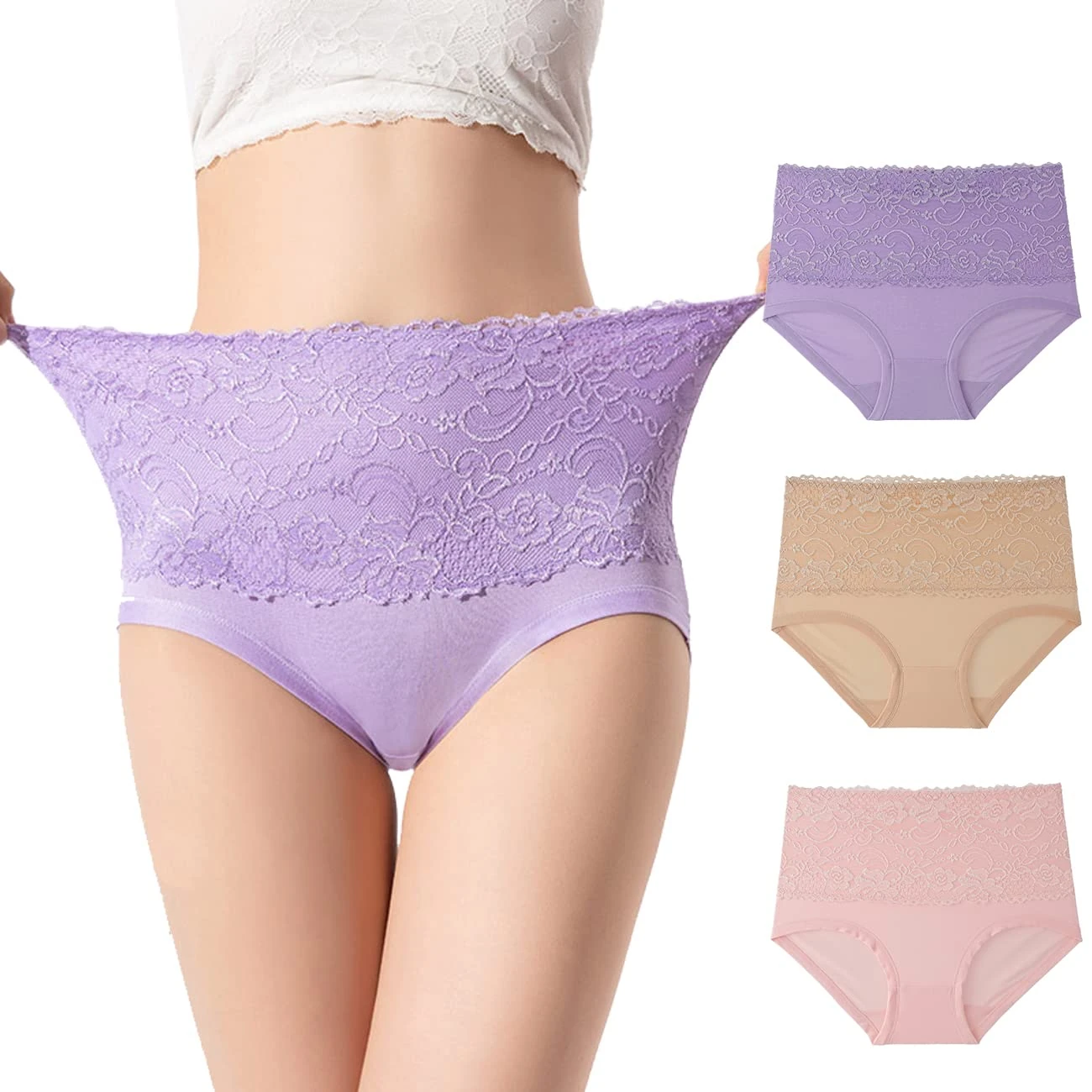 marysgift Maternity Pants Cotton Rich Full Briefs Light Tummy Full Coverage Knickers Underwear 3pc (H03,XL UK 12 14)