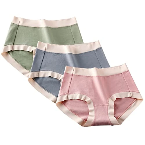 marysgift Womens Knickers Mid Waist Postpartum Underwear Cotton Full Briefs Tummy Control Panties (J02,XL UK 10 12)