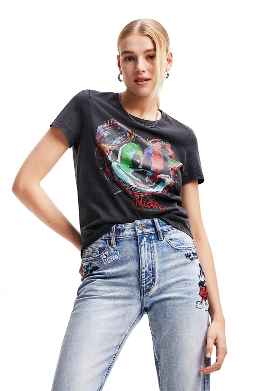 Desigual Women's Ts_Mickey Arty T-Shirt, Black, M