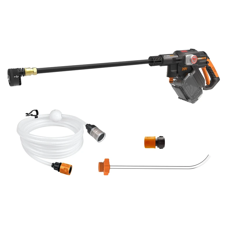 WORX WG633E.9 Hydroshot Cordless Pressure Washer 20V - 56 Bar Max. Pressure - Multifunctional for Cleaning & Watering - Powerful Brushless Motor - 5-in-1 Pressure Nozzle - without Battery & Charger