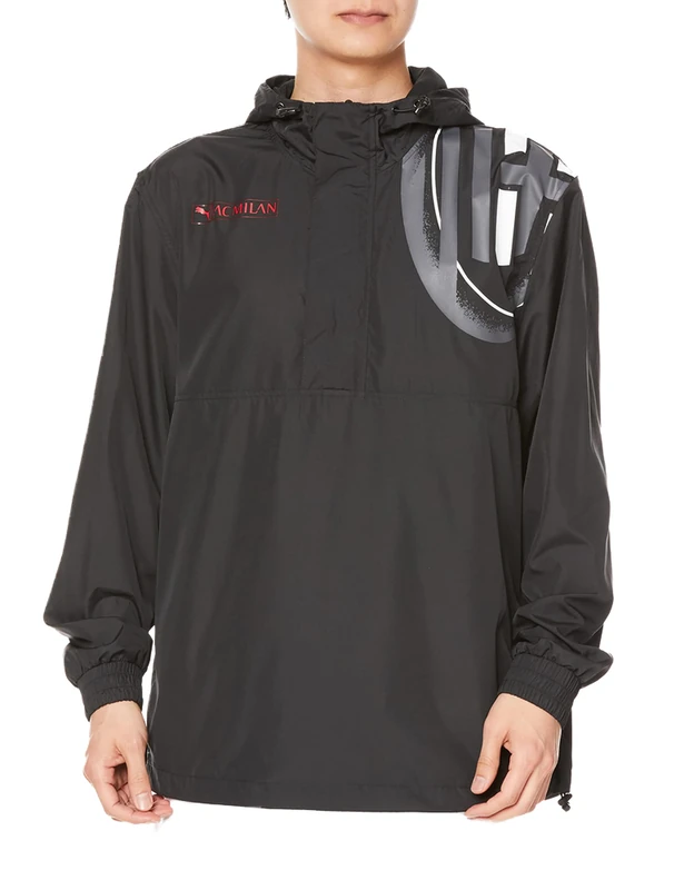 AC Milan 769335 FtblLegacy Windbreaker Jacket Men's Black-Tango Red XS