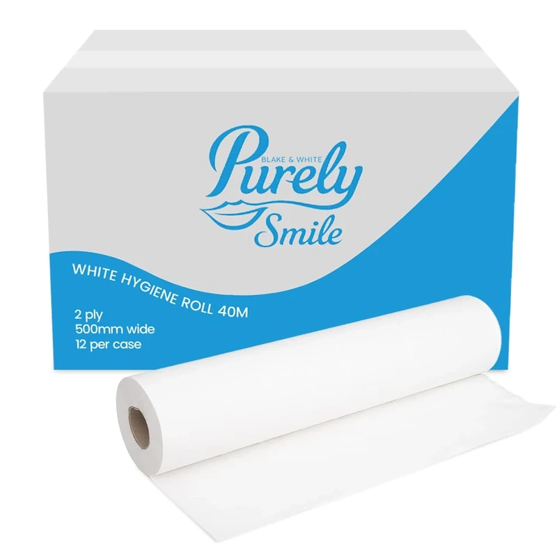 Blake & White Purely Smile Purely Smile Couch Roll 50 cm x 40 m 2ply White Pack of 9