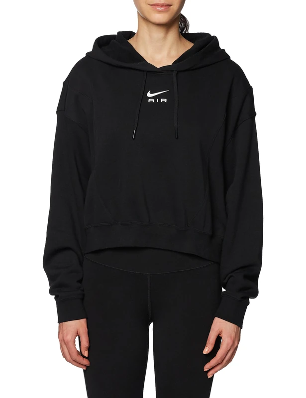 NIKE DV8048-010 W NSW AIR OS MOD CROP FLC HD T-shirt Women's BLACK/BLACK/WHITE Size L