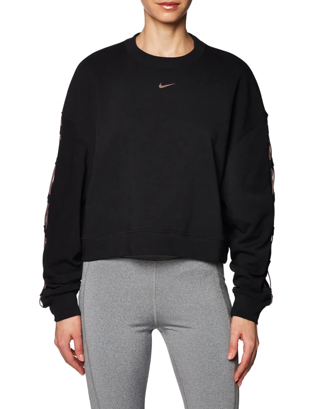 NIKE DX0002-010 W NK DF GT FT CREW NVLTY T-shirt Women's BLACK/PLUM ECLIPSE/PLUM ECLIPSE Size M - Image 1