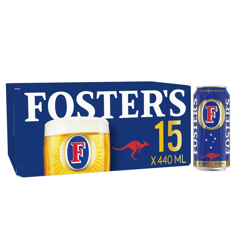 Foster's Lager 15x440ml - Refreshing Golden Lager - Medium Malt - Easy-Drinking - Fruity Aroma - Balanced Taste - Clean Crisp Finish