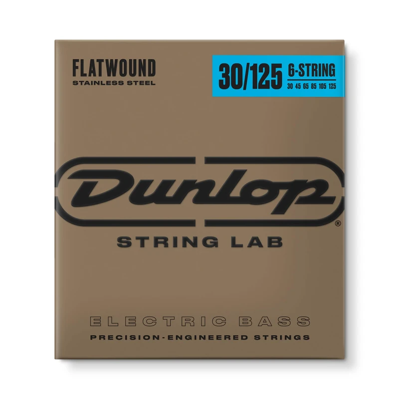 JIM DUNLOP Stainless Steel Flatwound Bass Strings 30-125 | 6-String