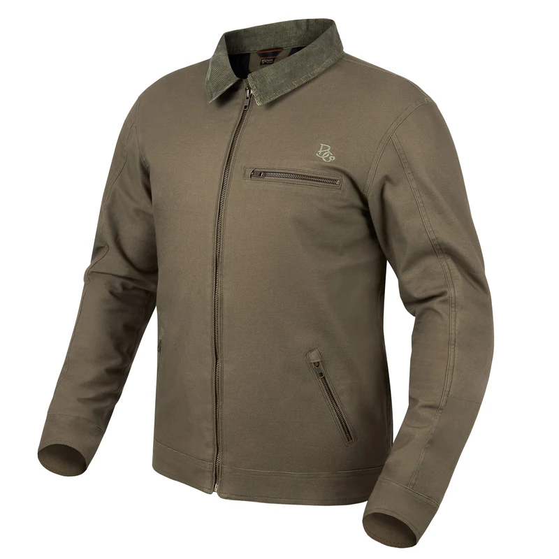 BROGER Montana Men's Motorcycle Jacket, Elbow and Shoulder Protectors, Adjustable Cuffs, Corduroy Collar, Outer Pockets with Zip, Sizes up to 10XL, olive, XL - Image 1