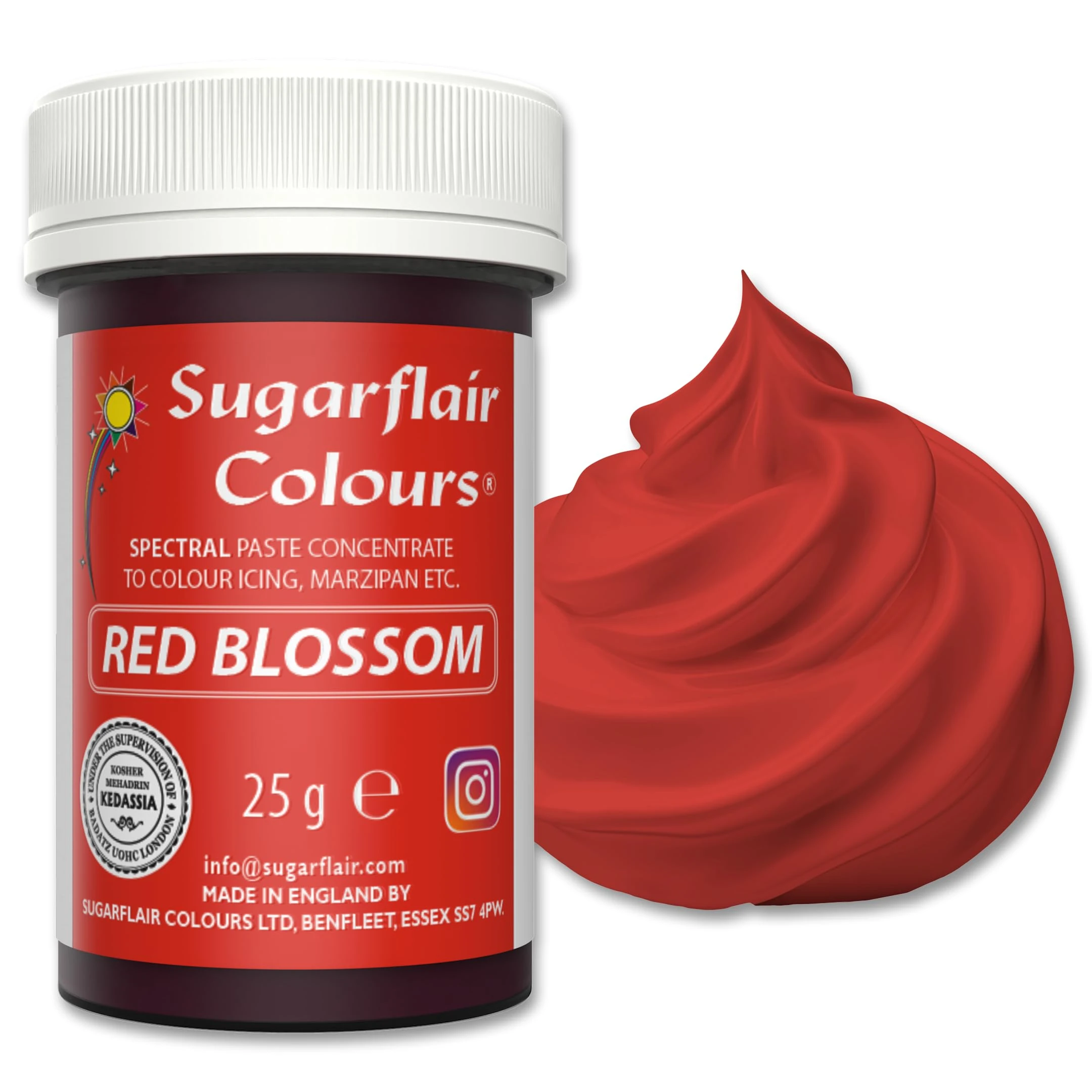Sugarflair Food Colouring Paste Red Blossom, Concentrated Spectral Food Colouring for Buttercream, Sugar Paste, Royal Icing, Cake Mixes, Macarons and More! - 25g