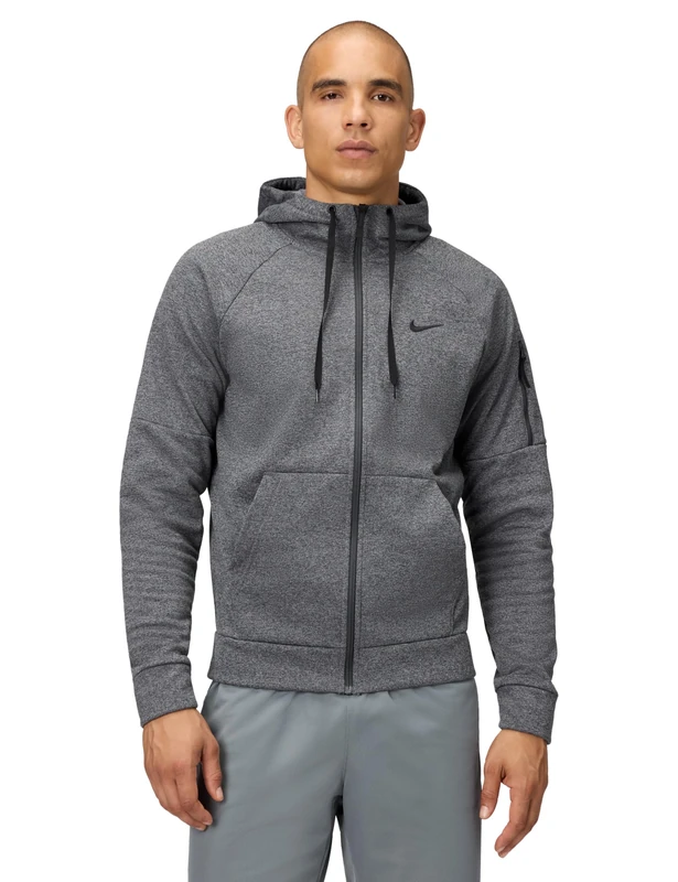 Nike Men's M Nk Tf Hd Fz Hooded Full Zip LS TOP, Charcoal Heather/Dark Smoke Grey/Black, L