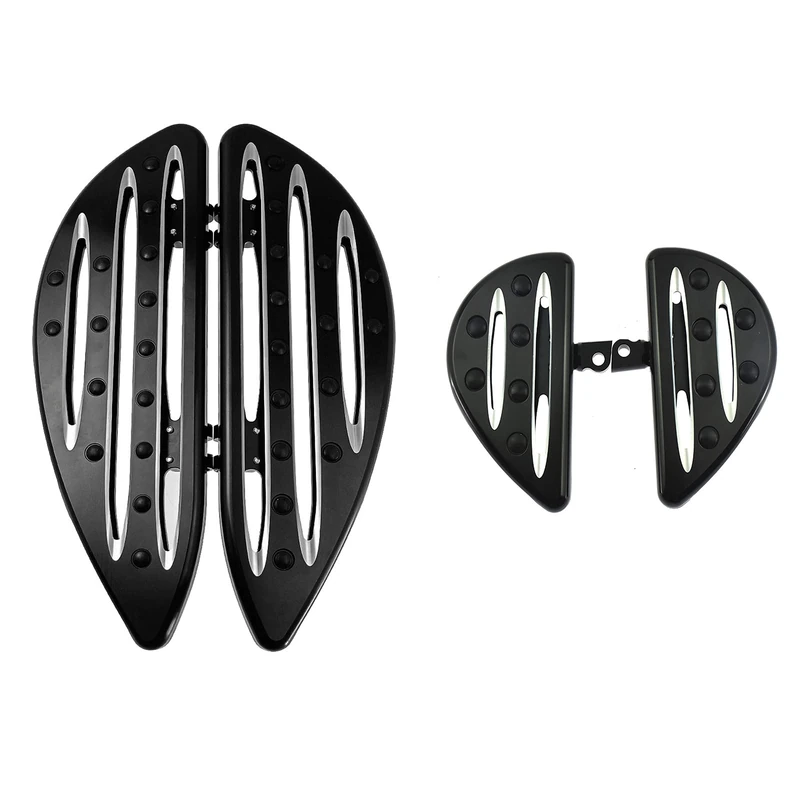 HCmotorku Motorcycle Floorboards Set Driver Passenger Footboards Front Rear Foot Pegs Fit For Harley Touring Road Glide Street Glide Electra Glide Softail Dyna Black