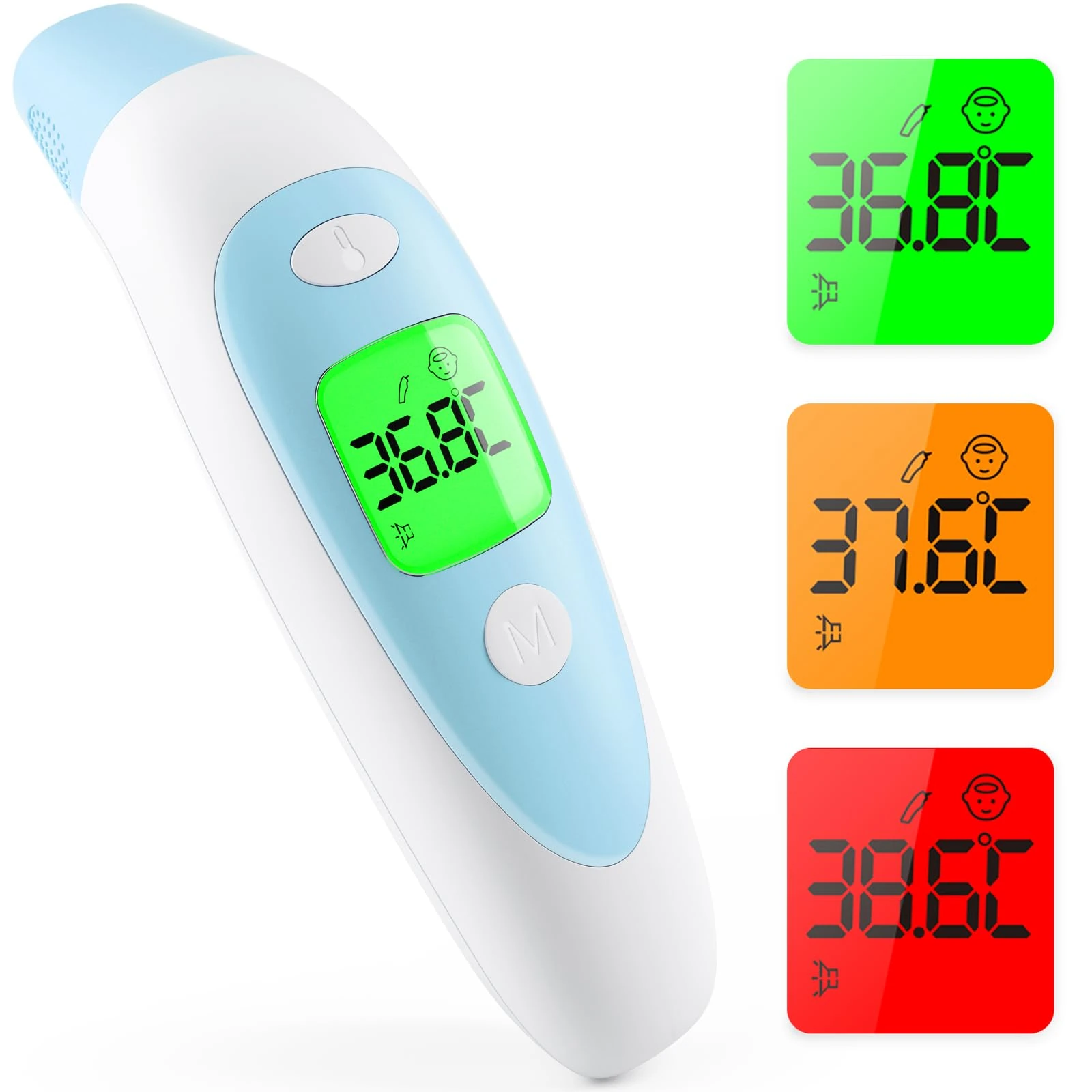 AILE Digital Thermometer for Kids and Adults, CE Certified - MHRA Registered - Tested for Accuracy Thermometers, Fever Alarm & Silent Mode, 3 in 1 Forehead - Ear - Object Temperature Reading