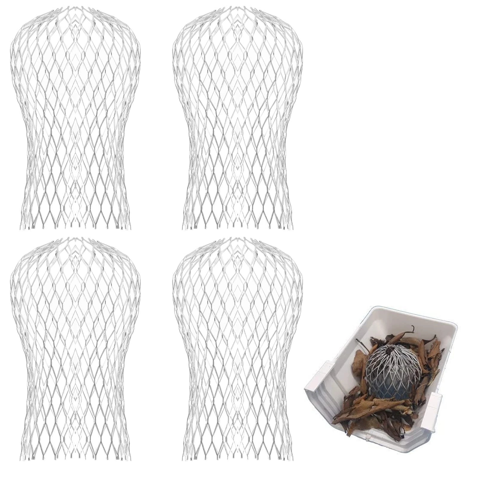 Gutter Downspout Guard, 4PCS Aluminum Down Pipe Filter Mesh Gutter Guards Expandable Leaf Strainer Gutter Screen Covers Down Pipe Protectors