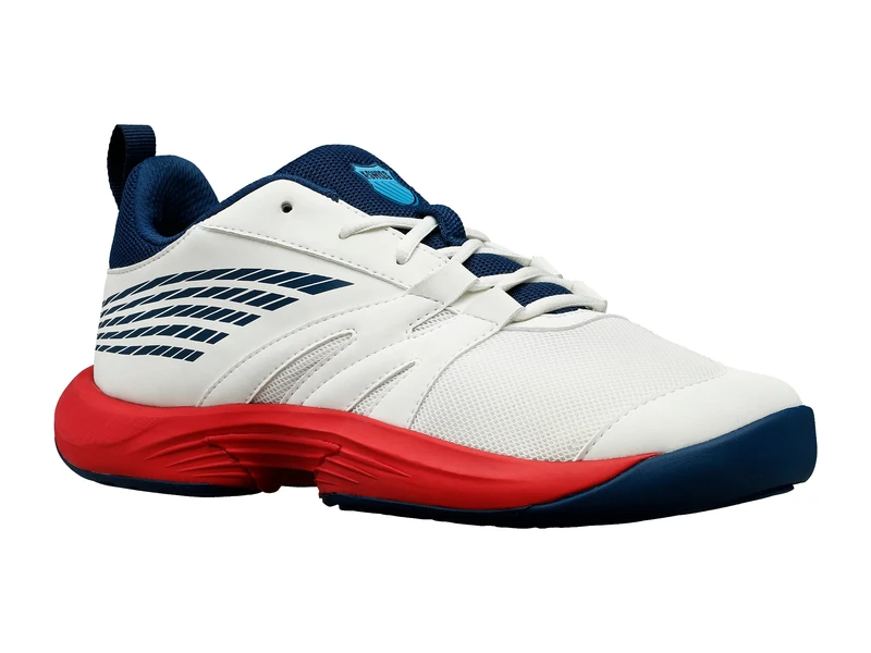 K-Swiss Performance SPEEDTRAC Tennis Shoe, Blanc de Blanc/Blue Opal/Lollipop, 5 UK