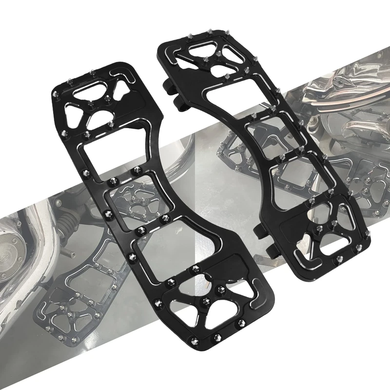HCmotorku Motorcycle Floorboard Driver Rider Front MX Wide Offroad Foot Pegs CNC Fit For Harley Touring Road King Road Glide Electra Glide Street Glide Softail Dyna Black