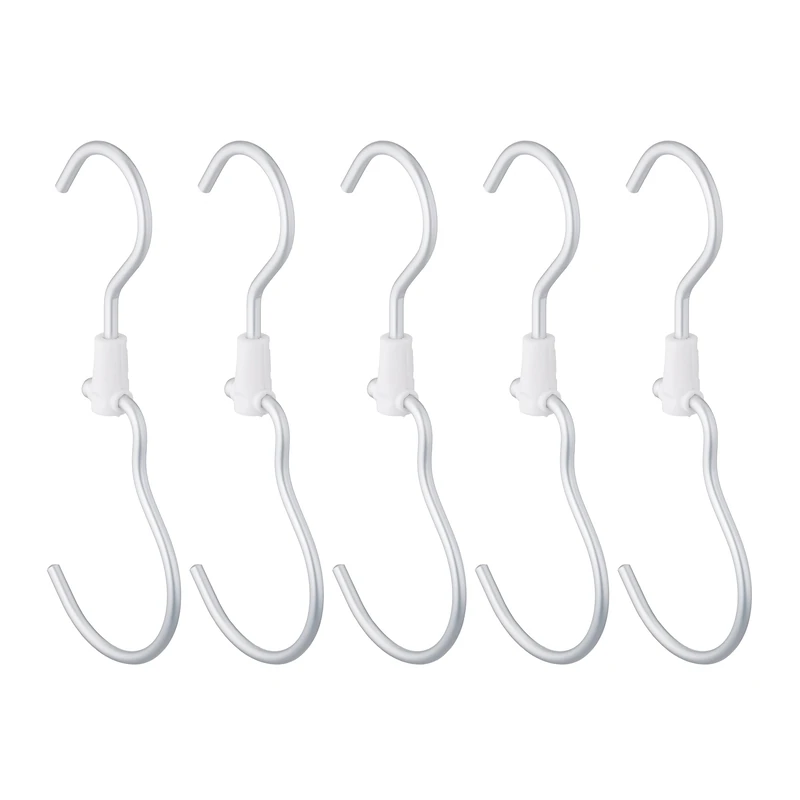 Relaxdays Laundry Hooks, 5x Set, Clothes Hanger, Swivel, Singular, Metal, Hang, S-Shape, Space-Saving, Wardrobe, Silver, Iron, 22.5 x 8.5 x 1.5 cm
