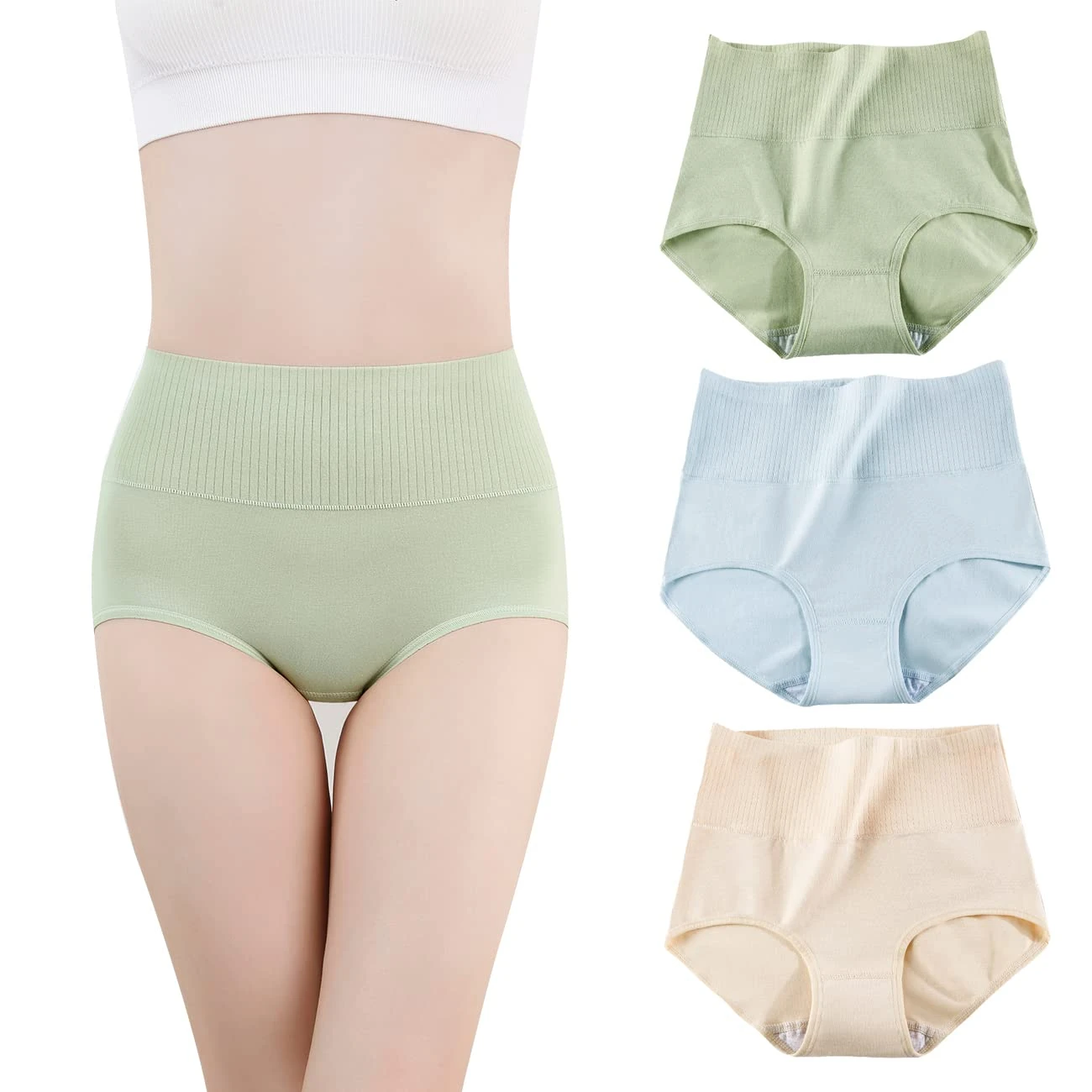 marysgift Panties Womens Cotton Full Knickers Comfy Sports High Waist Briefs Underwear Multipack (K04,XL UK 12 14)