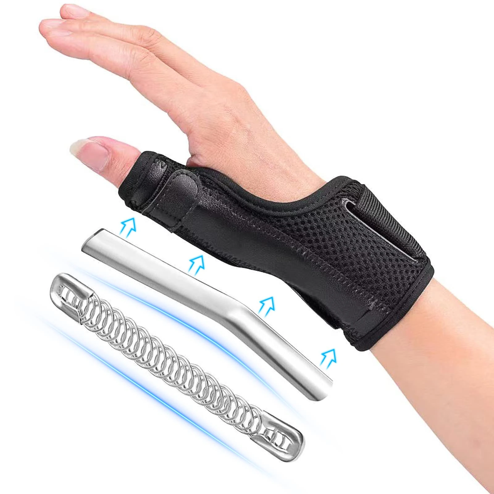 Fasola Thumb Brace Reversible, Thumb Spica Splint for Right & Left Hand, Breathable Thumb & Wrist Support with Two Metal Splint, Trigger Thumb Immobilizer for Arthritis, Tendonitis, Sprains, L