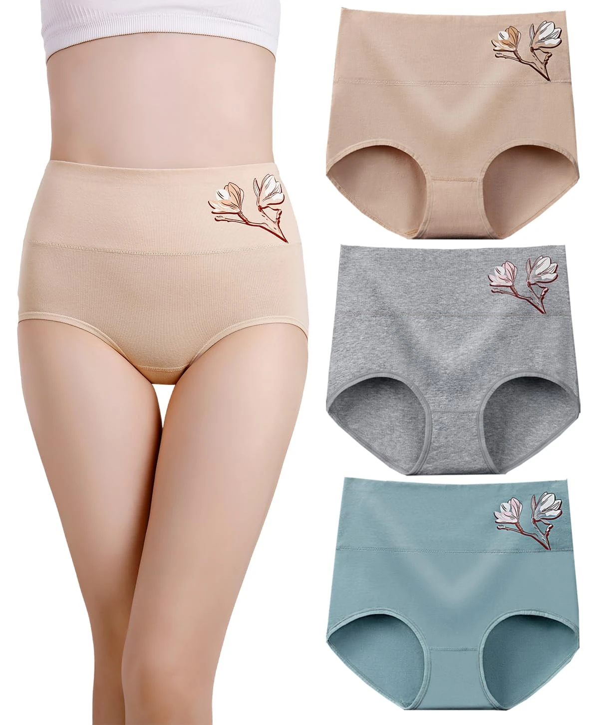 marysgift Ladies Briefs High Waisted Knickers for Women Cotton Underwear Womens Multipack High Leg Brief XL UK 12 14 L01