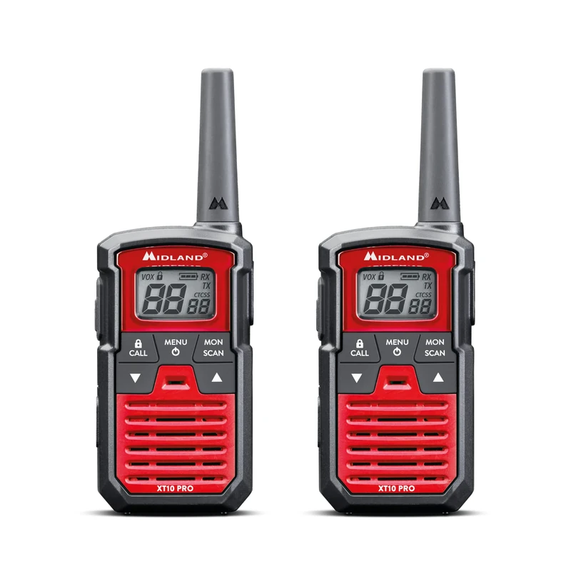 Midland - Two Walkie Talkies XT10 PRO, 2 Way Radio with 16 PMR446 Channels, RRM Channel, 4 Km Range, 38 CTCSS Tones - Hunting, Airsoft, and Outdoor Survival Equipment