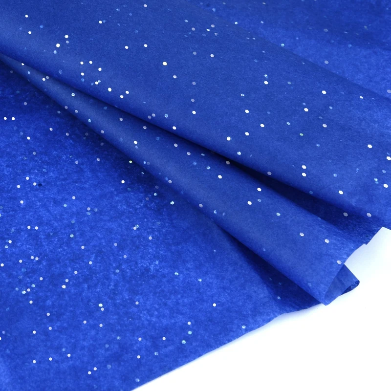 ASTARON Glitter Tissue Paper for Wrapping 50x66cm, Glitter Paper Royal Blue Tissue Paper Sheets for Bouquet Packaging Christmas Birthday Gift Wrapping Crafts Supplies 10 Sheets
