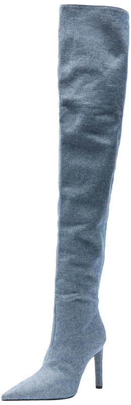 Pinko PLEYEL CUISSARD Denim, Women's Fashion Boots, PJZ_Wash Vintage Medium Dark, 36 EU, Pjz Vintage Wash Medium Dark, 4 UK