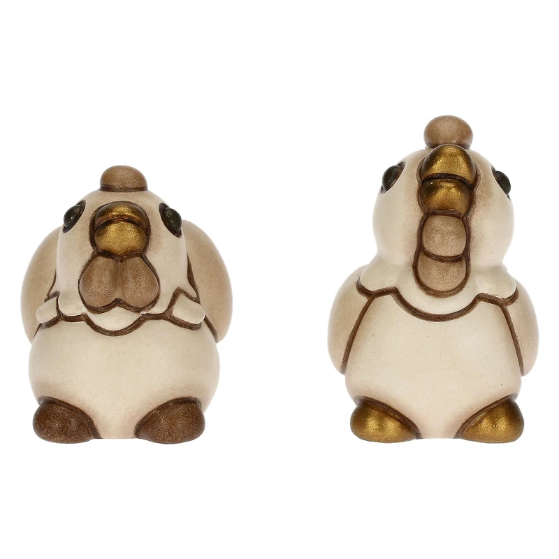 THUN, Ceramic Rooster and Hen Set Hand-Decorated Classic Nativity Scene Line, Home Christmas Decorations, Rooster 3.2 x 2.4 x 3.5; Hen 3 x 2.2 x 3 cm h