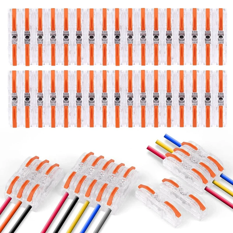 flintronic Wire Connectors, 34Pcs Quick Dual Wire Terminal Block, 2 Pin Peel-free Push-type Design Connectors, 18-22AWG Wire Quick Splice Connector Wire Crimp Terminal Wire Connector
