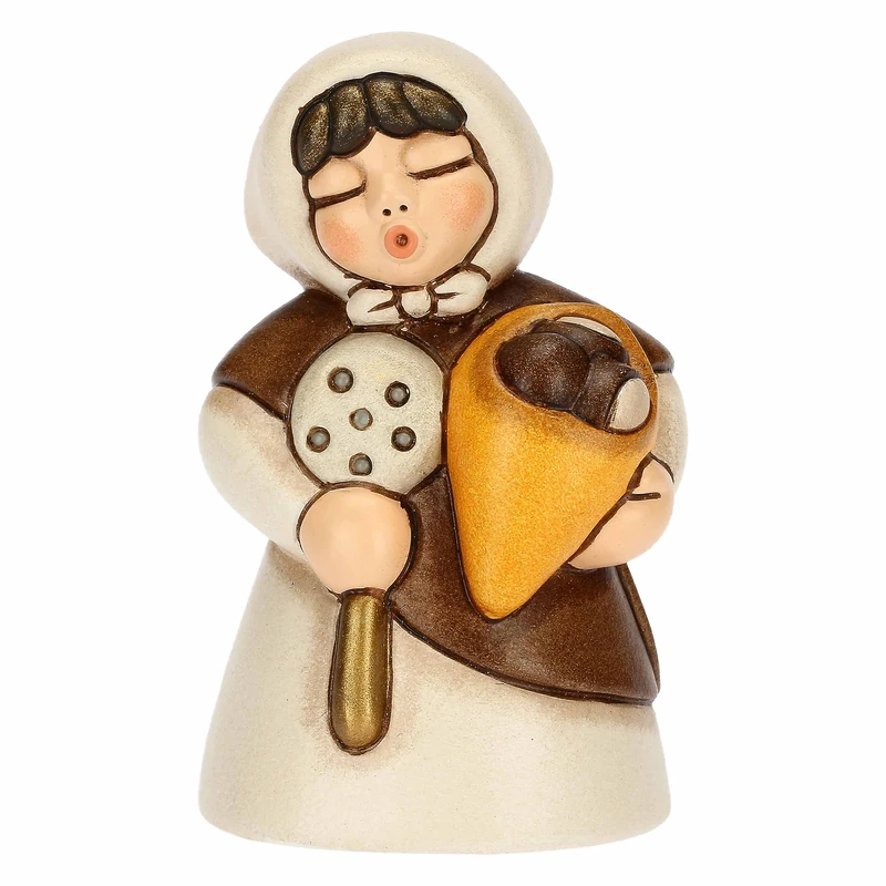 THUN Women's Pc With Chestnuts - Ceramic Decorative Figurine - White Multi-colored - Garden - Fertility - Birthday