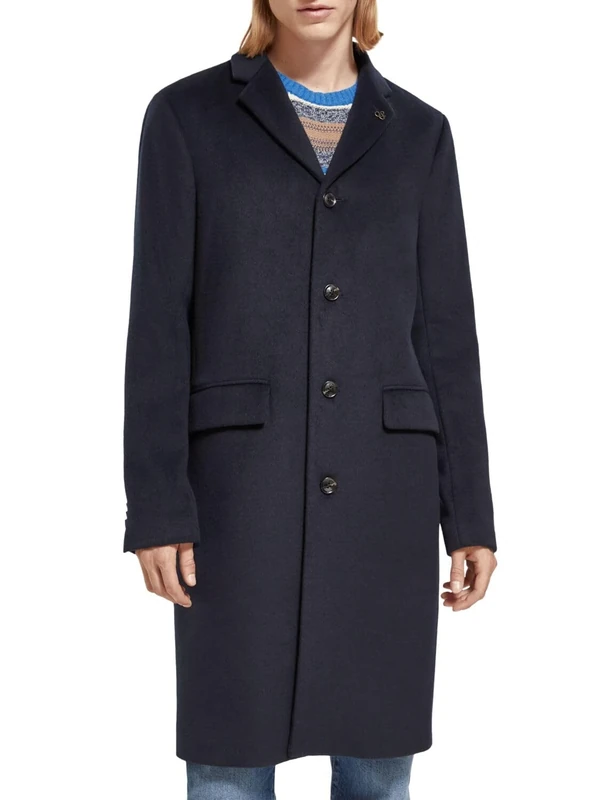 Scotch & Soda Men's Classic Wool Blend Overcoat Coat, Night 0002, M