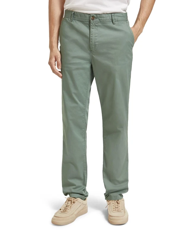 Scotch & Soda Men's Stuart Seasonal Essential in Organic Cotton Trousers, Seaweed, 28 W/ 30 L