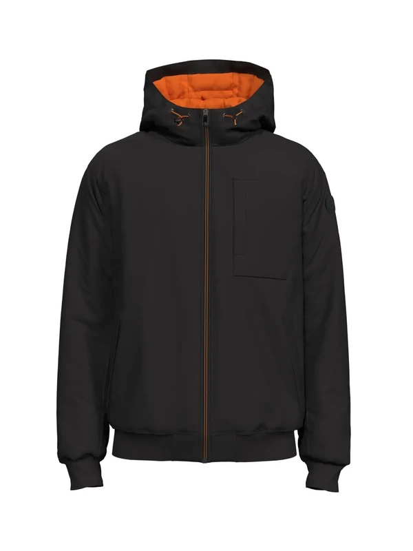 Stretch padded hooded jacket, Black 0008, L