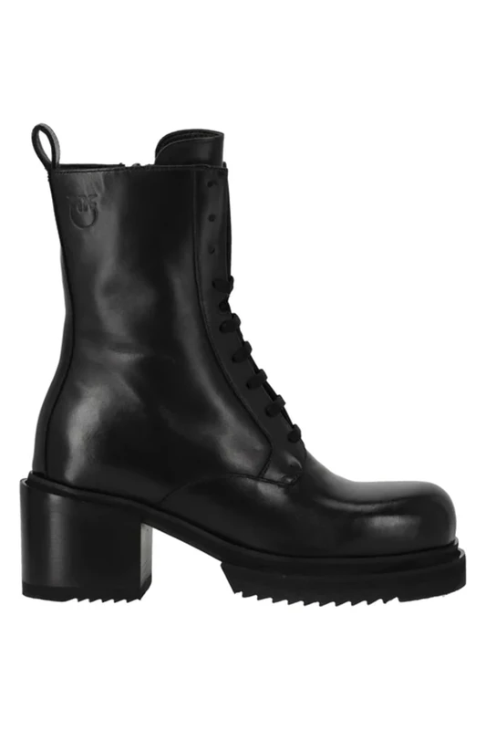 Pinko Women's Honneger Amphibian Calf Leather Combat Boot, Z99 Black Limousine, 3 UK