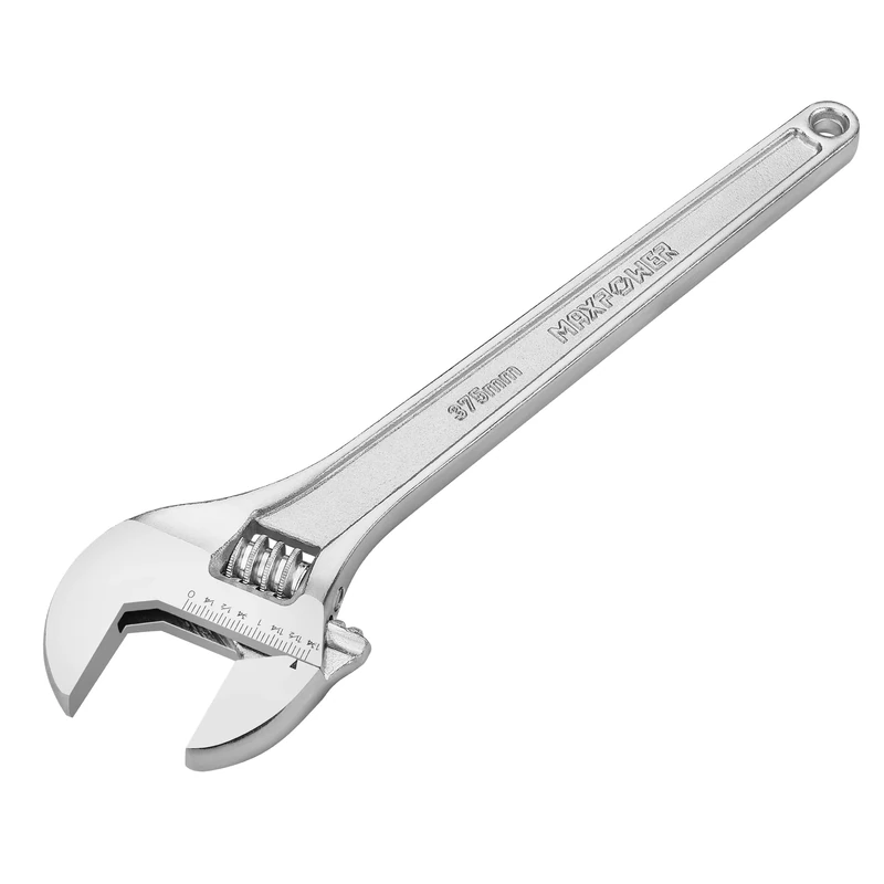 MAXPOWER 15-Inch Adjustable Wrench - Cr-V Steel, 1.75" Jaw, SAE/Metric
